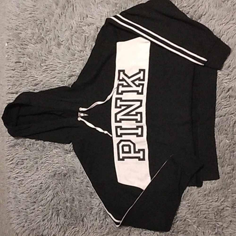NWOT pink victorias secret crop hoodie